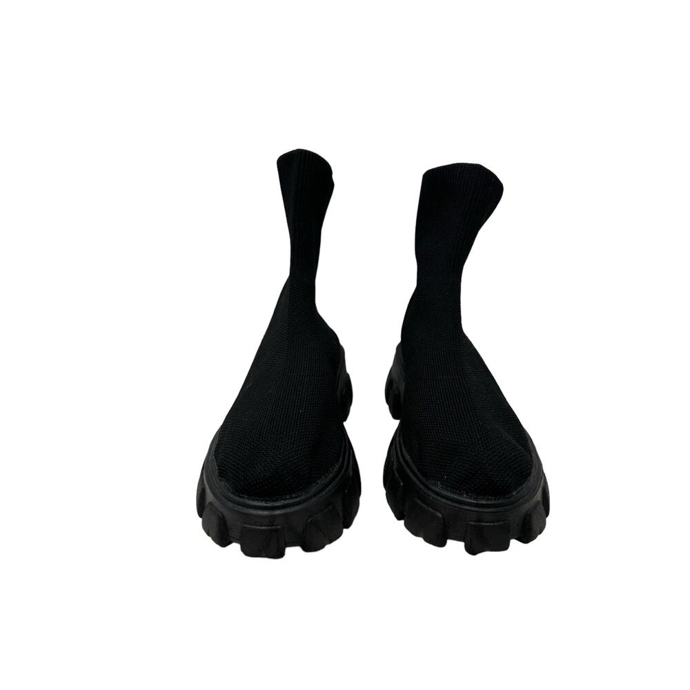 Black slip on thick sole sock boots size 41 -10